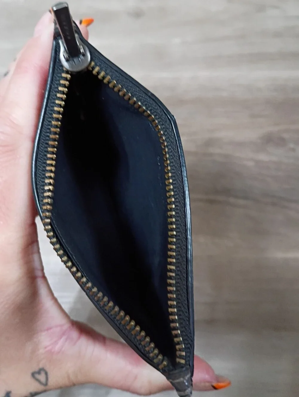 Coach Unisex Black Grey Carmo Pebbled‎ Leather Card Holder Coin Pouch Wallet